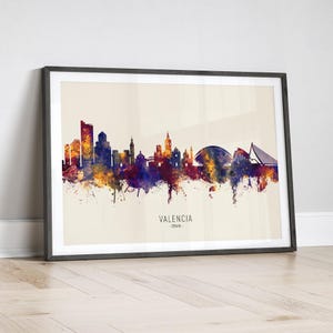 Valencia Spain Skyline, Painting Art Print Poster LX (15227)