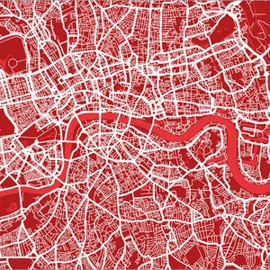 London Map, Street Map London England, Art Print custom colours available 836 image 2