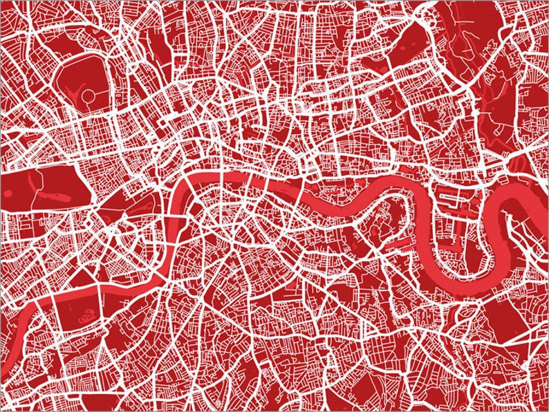 London Map, Street Map London England, Art Print custom colours available 836 image 2