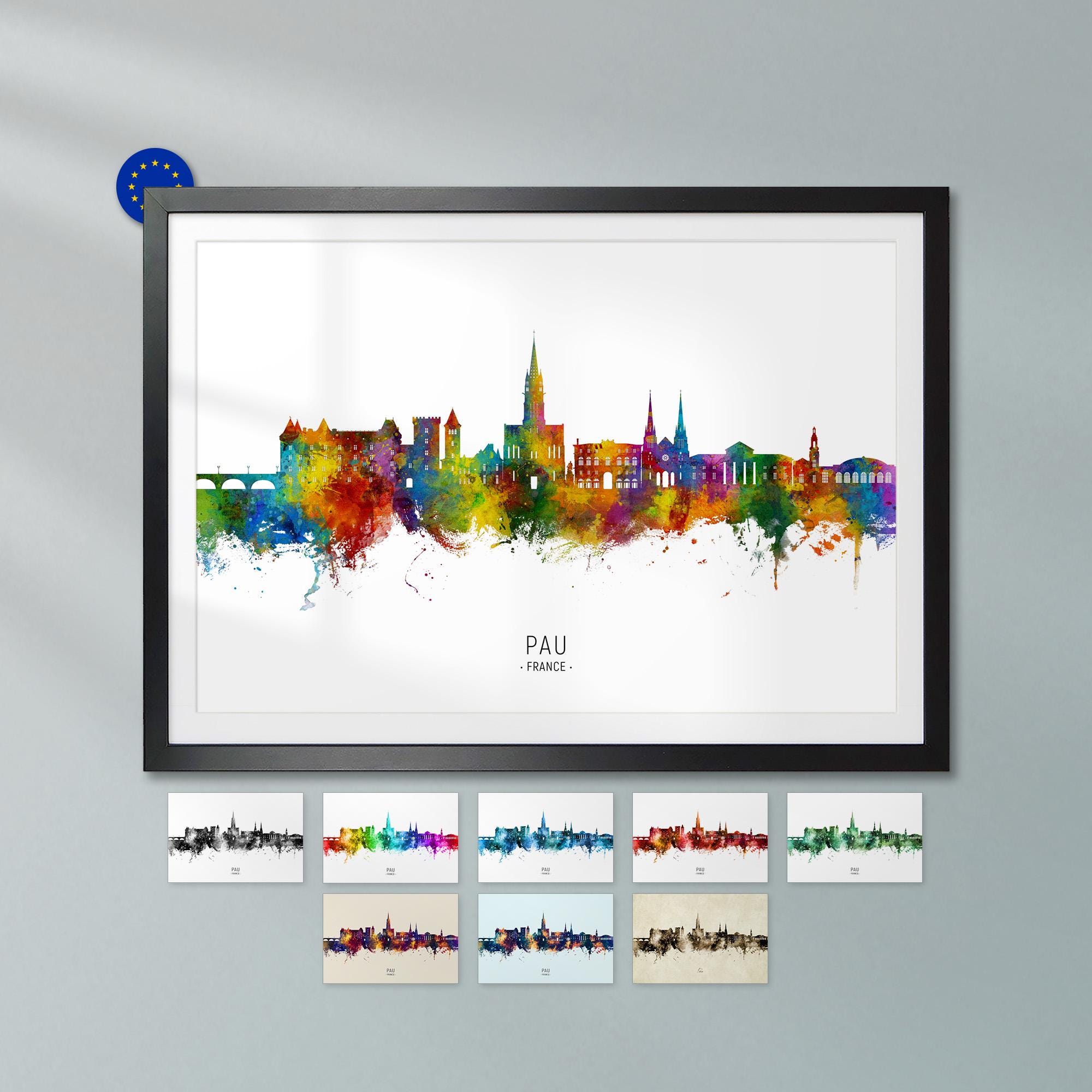 Pau Skyline France, Poster Print Cityscape Art ZX (31147) - Etsy