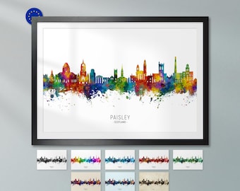 Paisley Skyline Scotland, Poster Print Cityscape Art ZX (24197)