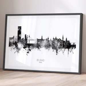 Bilbao Skyline Spain, Cityscape Painting Art Print Poster BX (21677)