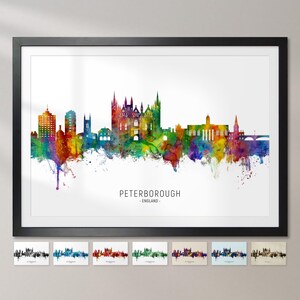 Póster con impresión artística de la pintura del horizonte de Peterborough, Inglaterra, paisaje urbano CX (23184)