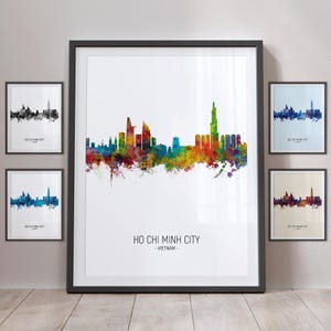 Horizonte da cidade de Ho Chi Minh, pôster de arte da paisagem urbana do Vietnã da cidade de Ho Chi Minh, retrato PX (5086)