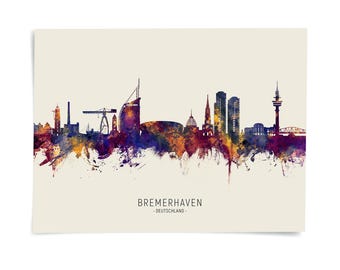 Bremerhaven Skyline Deutschland, Poster Print Cityscape Art ZX