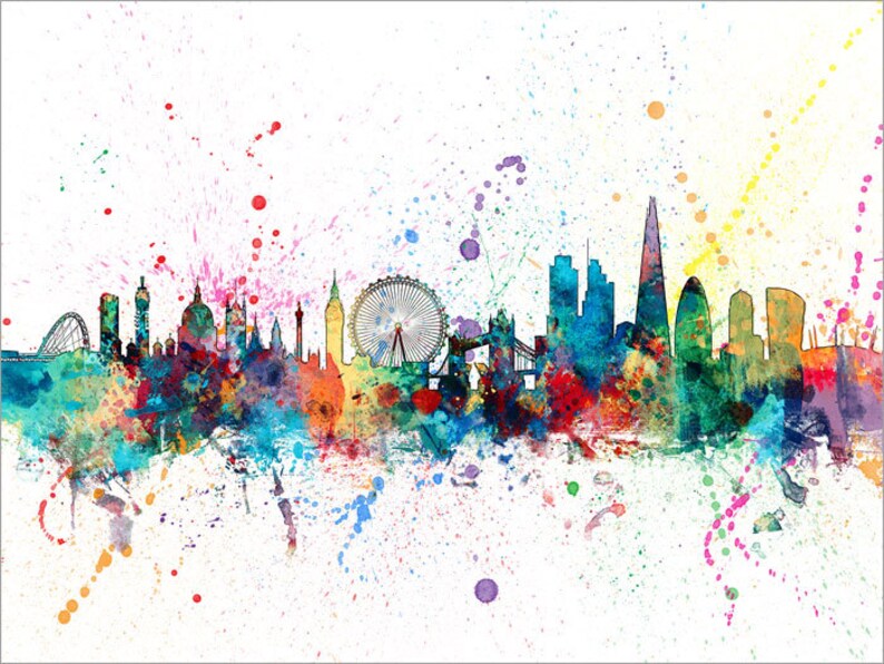 London Skyline London Cityscape England Art Print 1952 Etsy UK