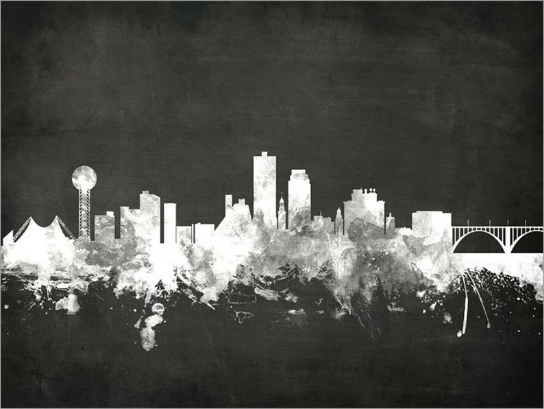 Knoxville Skyline Knoxville Tennessee Cityscape Art Print Etsy
