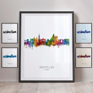 Montpellier Skyline, Montpellier France Cityscape Art Print Poster Portrait PX (21551)