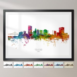 Toledo Skyline Ohio, Cityscape Painting Art Print Poster CX (6576)