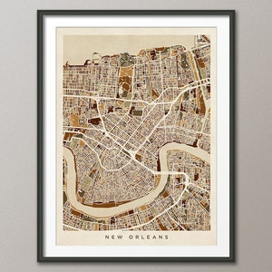 New Orleans Map, New Orleans Louisiana City Street Map, Art Print 1799 image 1