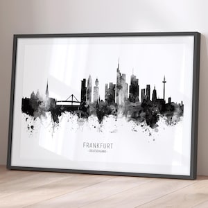 Póster con impresión artística de la silueta de Frankfurt, Alemania, paisaje urbano, BX (11462)