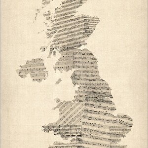 Great Britain UK Old Sheet Music Map, Art Print QX (176) - Etsy
