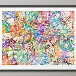 Stadtplan London, Kunstdruck, Straßen Karte von London England (2063)