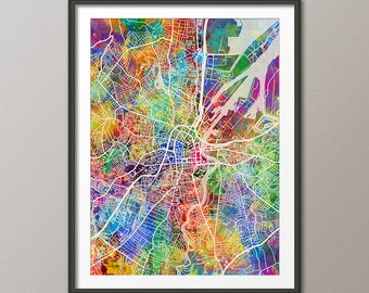 Mapa de Belfast, mapa de la ciudad de Belfast, Irlanda del Norte, impresión artística (3489)