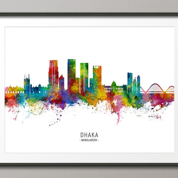 Dhaka Skyline Bangladesh, Cityscape Painting Art Print Poster CX (27937)