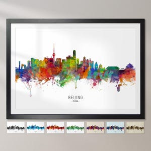 Skyline de Pékin, Chine, impression d'art peinture paysage urbain, affiche CX (6486)