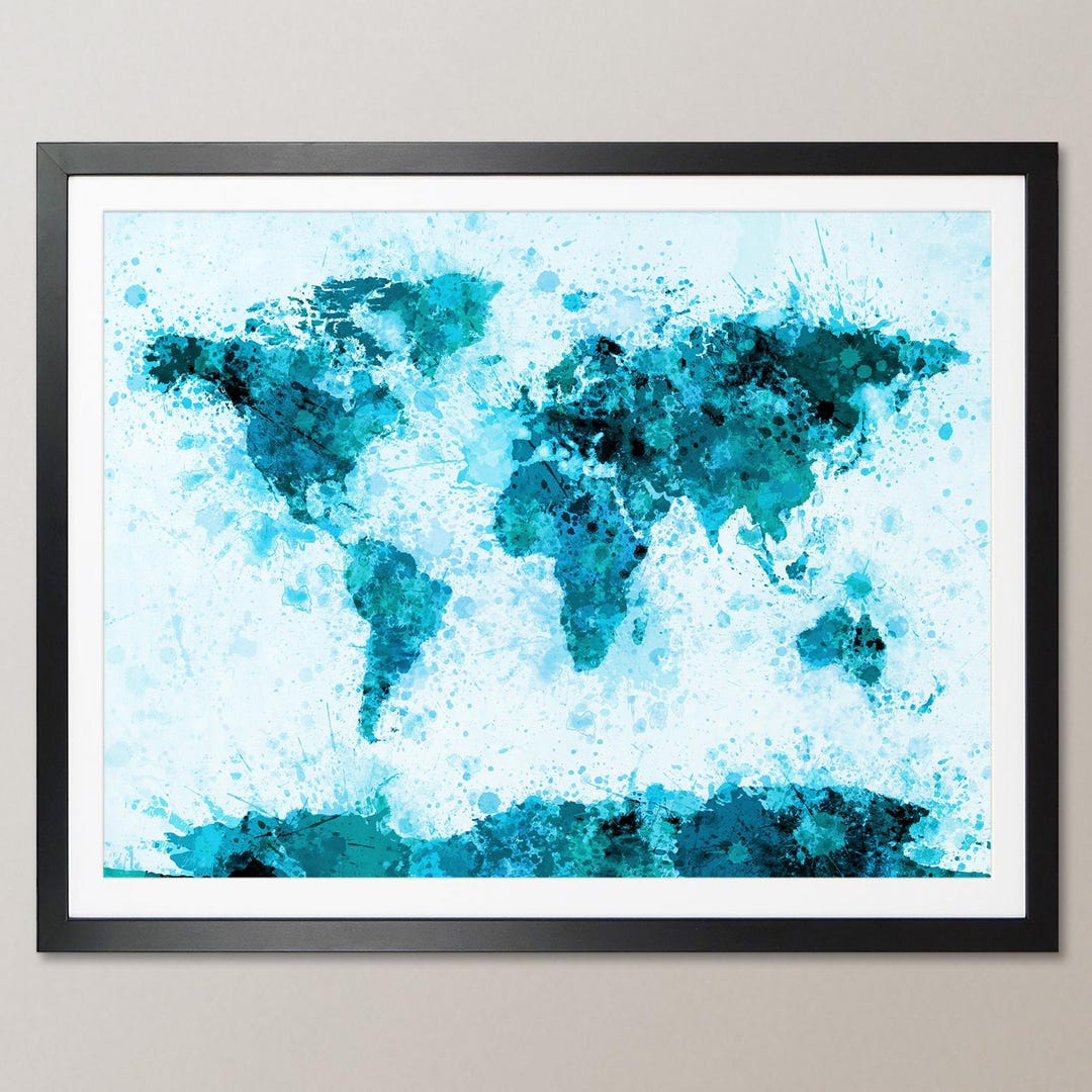 Paint Splashes Map of the World Map, Art Print WM (797) - Etsy