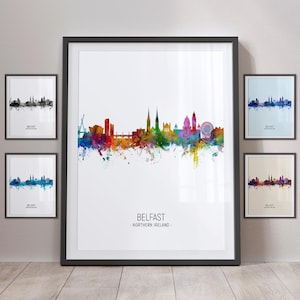 Belfast Skyline, Belfast Northern Ireland Cityscape Art Print Poster Portrait PX (4958)