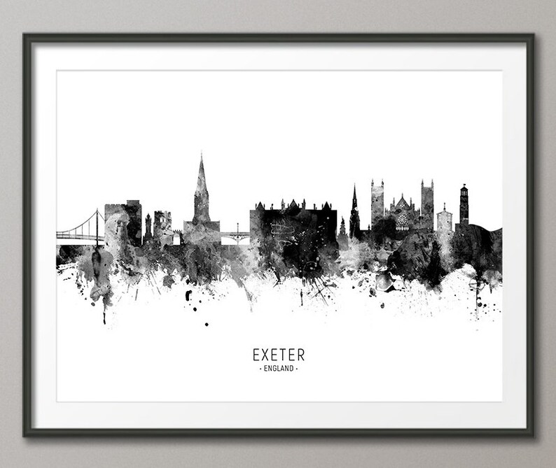 Exeter Skyline Exeter England Cityscape Art Print Poster Etsy