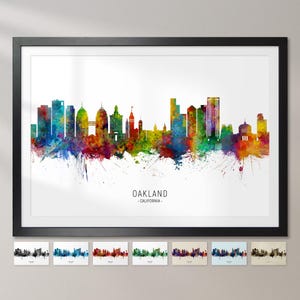 Oakland Skyline California, Cityscape Painting Art Print Poster CX (10748)