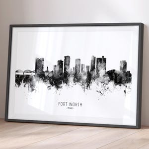 Fort Worth Skyline Texas, Cityscape Painting Art Print Poster BX (32012)