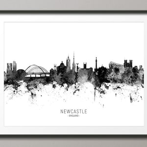 Newcastle Skyline, Newcastle England Cityscape Art Print Poster 11479 image 1