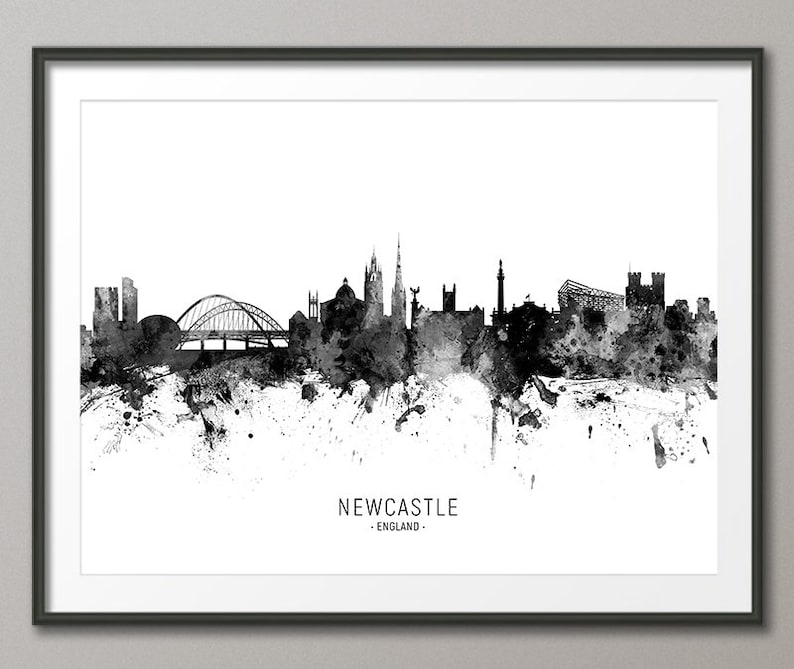 Newcastle Skyline, Newcastle England Cityscape Art Print Poster 11479 image 1