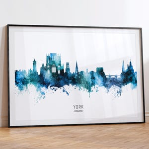 York Cityscape England, Skyline Wall Art Poster Print RX (20835)
