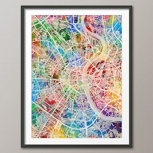Cologne Map, Köln Germany City Map, Watercolour Art Print (4509)