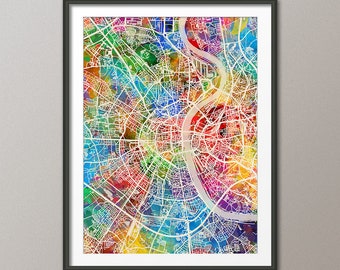 Cologne Map, Köln Germany City Map, Watercolour Art Print (4509)
