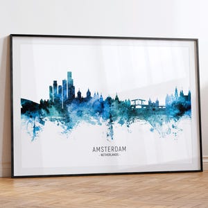 Paysage urbain d'Amsterdam, Pays-Bas, impression d'art mural sur la ligne d'horizon RX (20621)