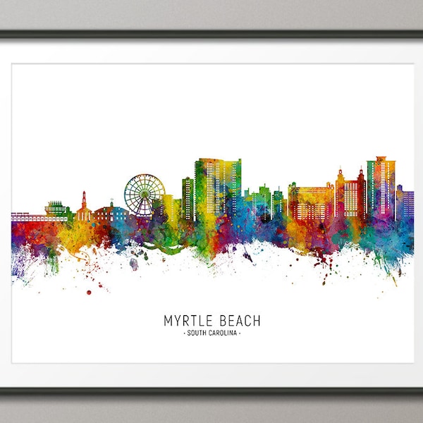 Myrtle Beach Skyline South Carolina, Cityscape Painting Art Print Poster CX (26302)