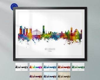 Belgrade Skyline Serbia, Poster Print Cityscape Art ZX (22712)