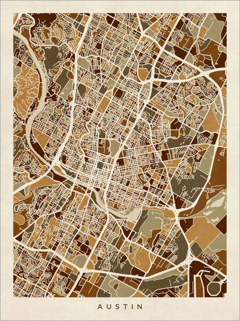 Austin Map, Austin Texas City Map, Art Print 2945 image 3