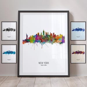 Ligne d'horizon de New York, New York Paysage urbain de New York impression d'art affiche Portrait PX (4941)