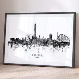 Blackpool Skyline England, Cityscape Painting Art Print Poster BX (11523)