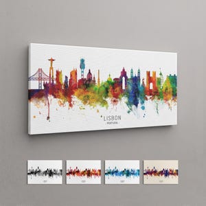 Horizonte de Lisboa, Portugal, impresión artística en lienzo (6507)