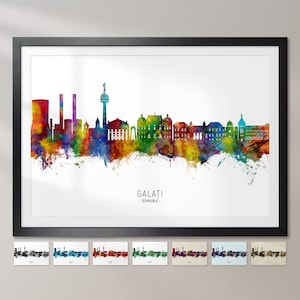 Galaţi Skyline Romania, Galati Cityscape Painting Art Print Poster CX (28453)
