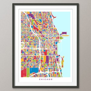 Chicago Chicago Straßen Karte, Map of Chicago Kunstdruck (2475)