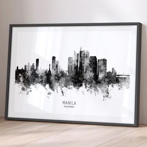 Manila Skyline Philippinen, Stadtansicht Malerei Kunstdruck Poster BKX (11613)