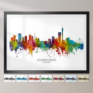Johannesburg Skyline South Africa, Cityscape Painting Art Print Poster CX (6504)