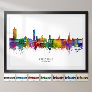 Karlsruhe Skyline Deutschland, Stadsgezicht Schilderij Art Print Poster CX (26721)