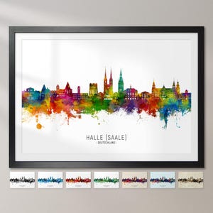 Halle (Saale) Skyline Deutschland, Stadtansicht Malerei Kunstdruck Poster CX (34065)