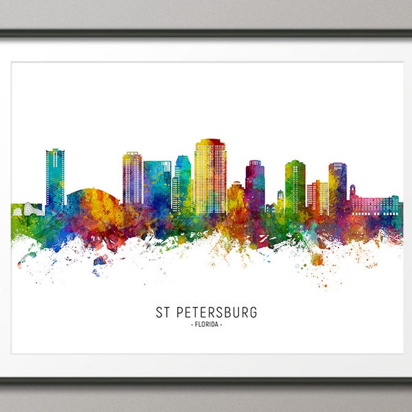 St Petersburg Skyline Florida, Cityscape Painting Art Print Poster CX (28406)