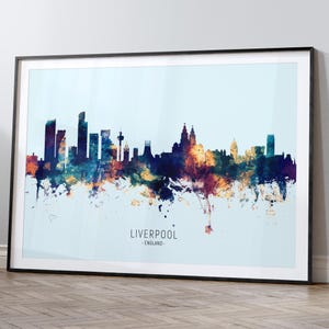 Liverpool Skyline England, Cityscape Painting Art Print Poster HX (12019)