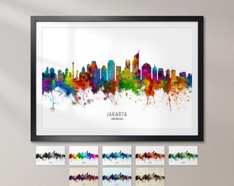 Jakarta Skyline Indonesia, Cityscape Art Print Poster KX (6714)