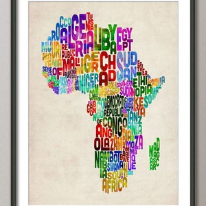 Carte typographique de l'Afrique, impression d'art (773)