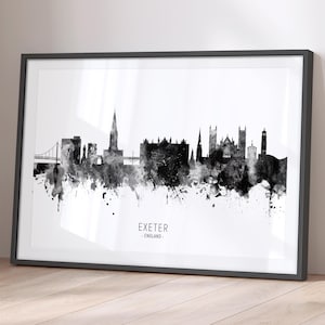 Exeter Skyline England, Cityscape Painting Art Print Poster BX (11535)