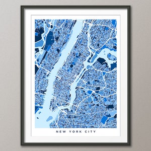 New York City Karte USA, Straßen Karte New York City, Kunstdruck (3477)