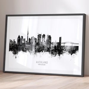 Auckland Skyline New Zealand, Cityscape Painting Art Print Poster BX (11447)